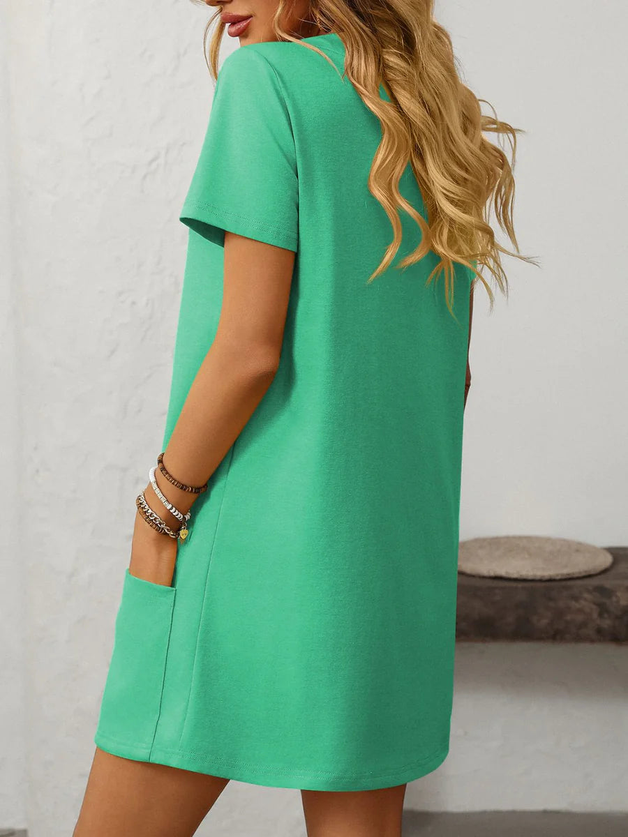 Mini-robe à col carré et manches courtes Mandy