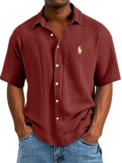 Men's Loose Fit Textured Short-Sleeve
