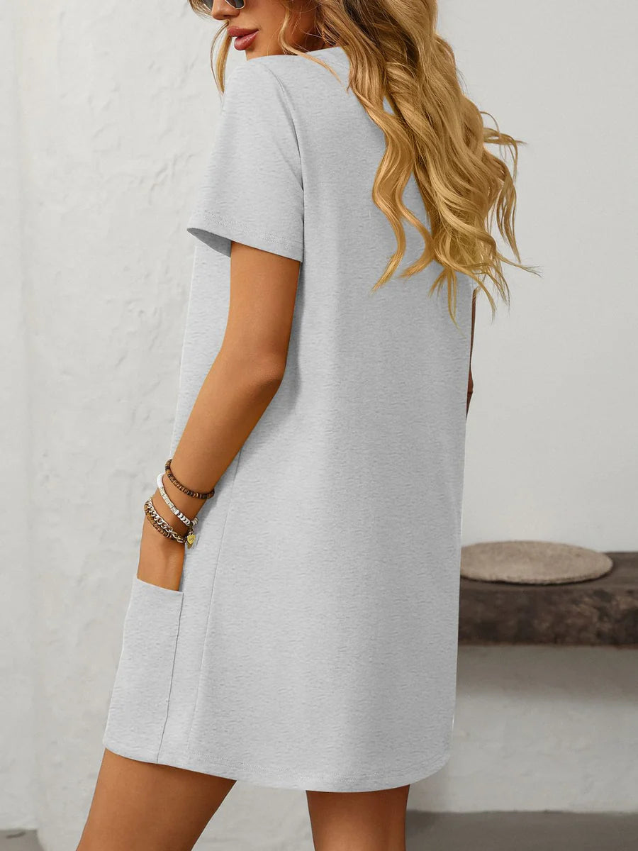 Mini-robe à col carré et manches courtes Mandy