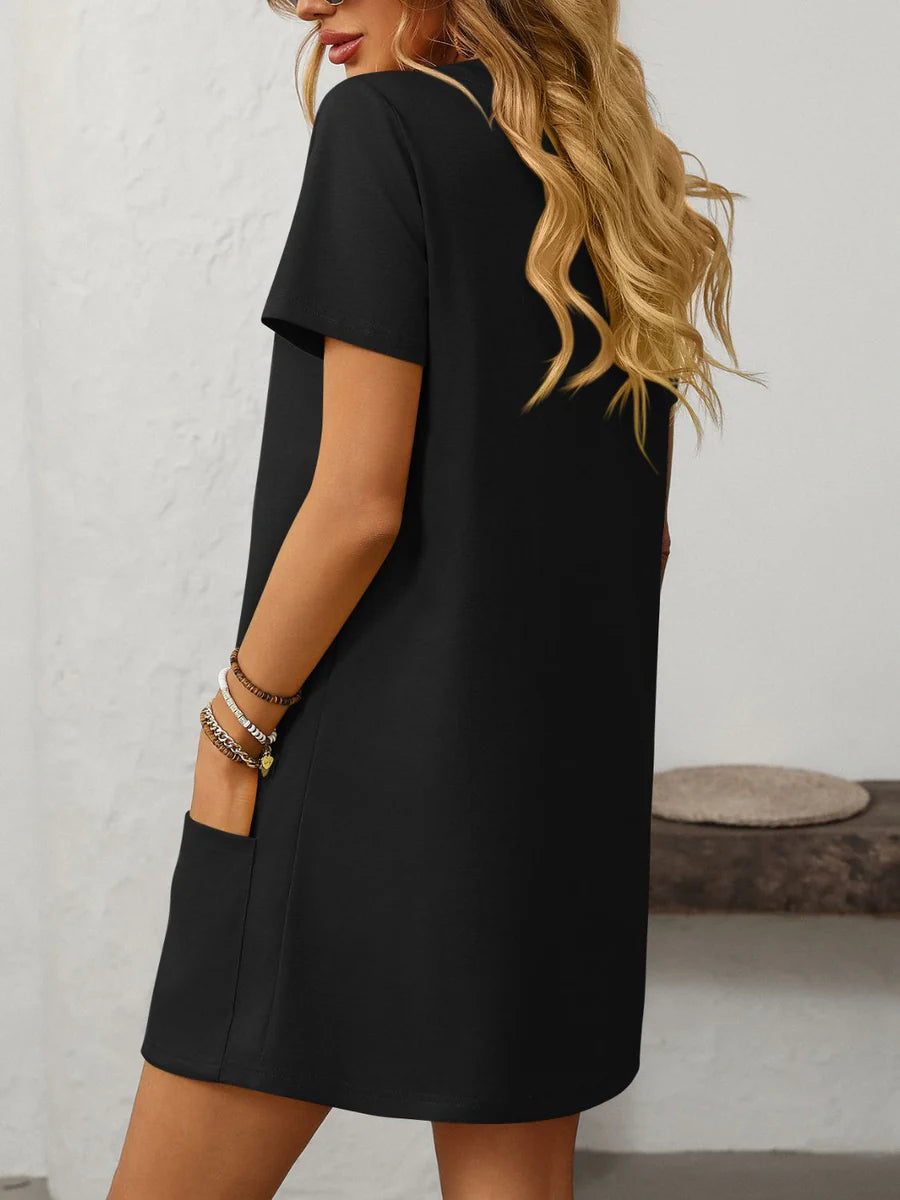 Mini-robe à col carré et manches courtes Mandy