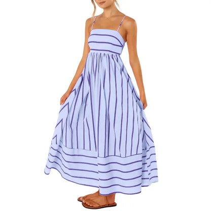 Maxiklänning med smock och ränder för damer