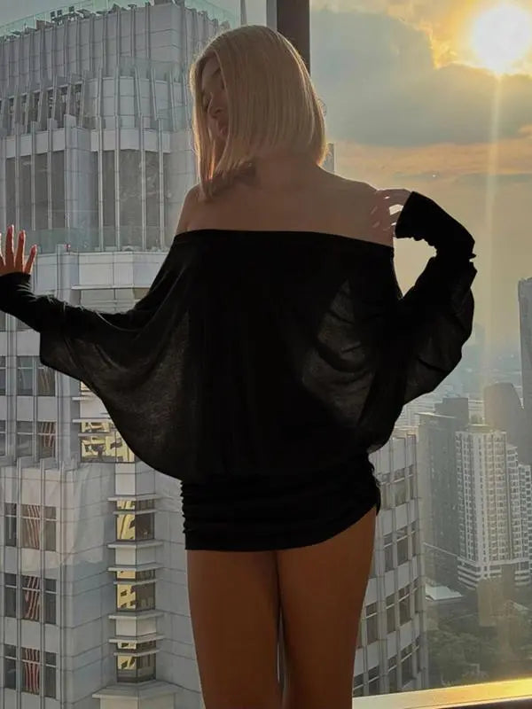 Robe de soirée transparente à fronces pour femme