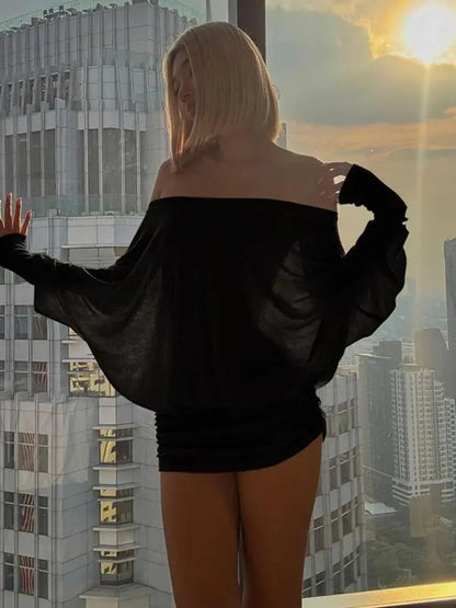 Robe de soirée transparente à fronces pour femme