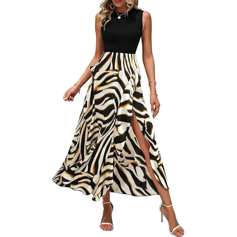 Midi-cocktailklänning i boho-stil med blommönster och volanger