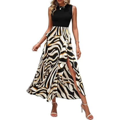 Midi-cocktailklänning i boho-stil med blommönster och volanger