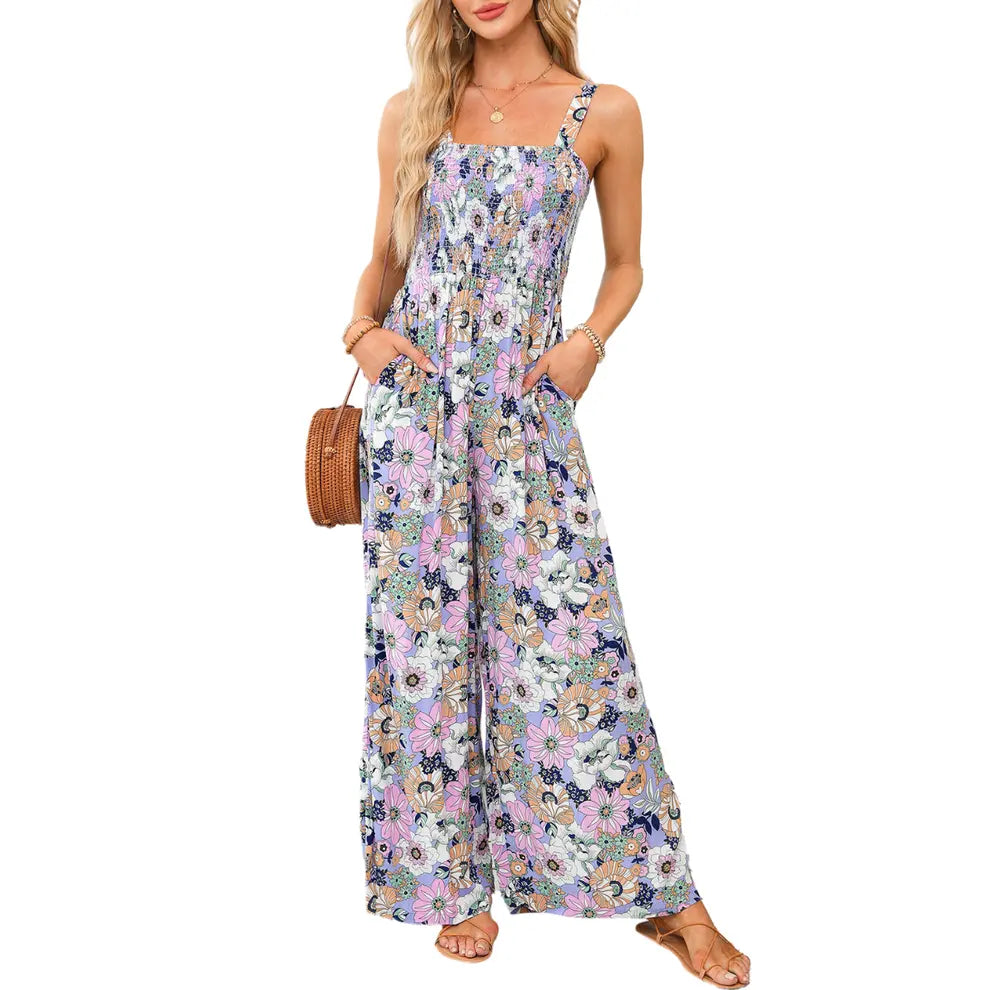 Combinaison femme à jambes larges et imprimé bohème