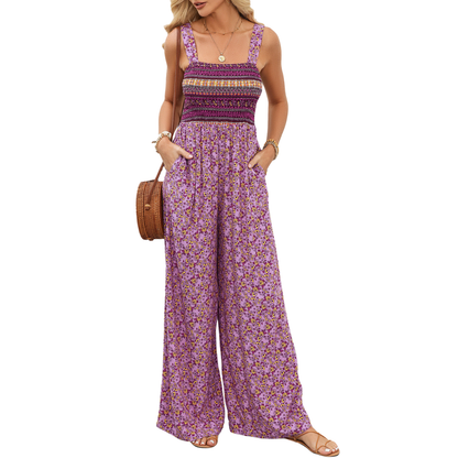 Combinaison femme à jambes larges et imprimé bohème